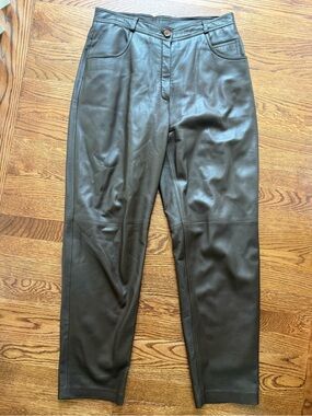 MARDINI Brown Genuine Leather Pants Biker Moto Retro Rocker 90s Grunge 14